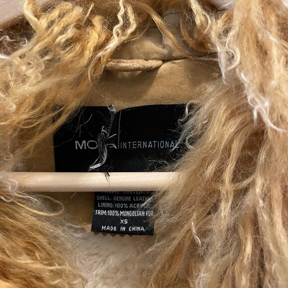 MODA International Vintage Suede Mongolian Fur Jacket Y2K Coat, XS, Excellent! - Picture 7 of 16